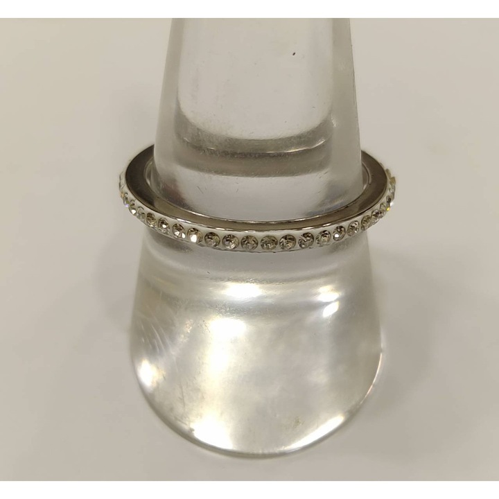 Inel dama, Kostibas Fashion, otel, cu strasuri, argintiu