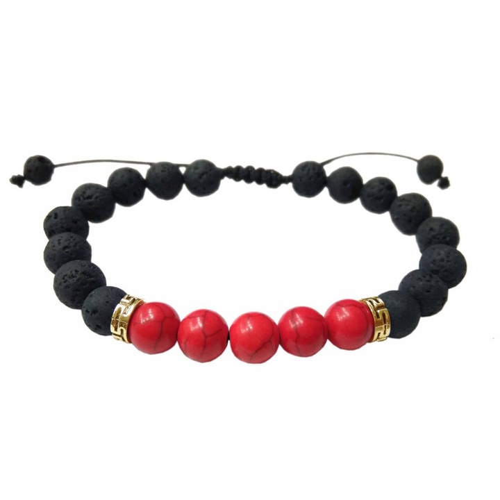 Bratara barbati Kostibas, model Piatra, rosu/ negru