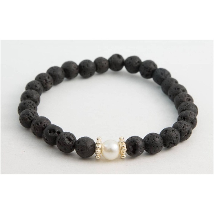Bratara dama Kostibas Fashion 1514-868XA, perla, sticla, negru/alb
