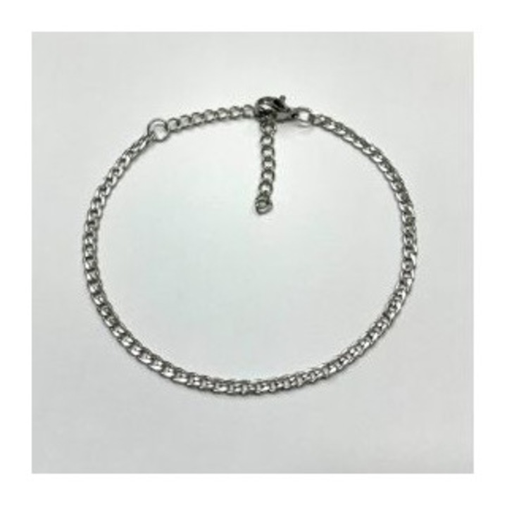 Bratara dama, Kostibas, lant, otel, argintiu