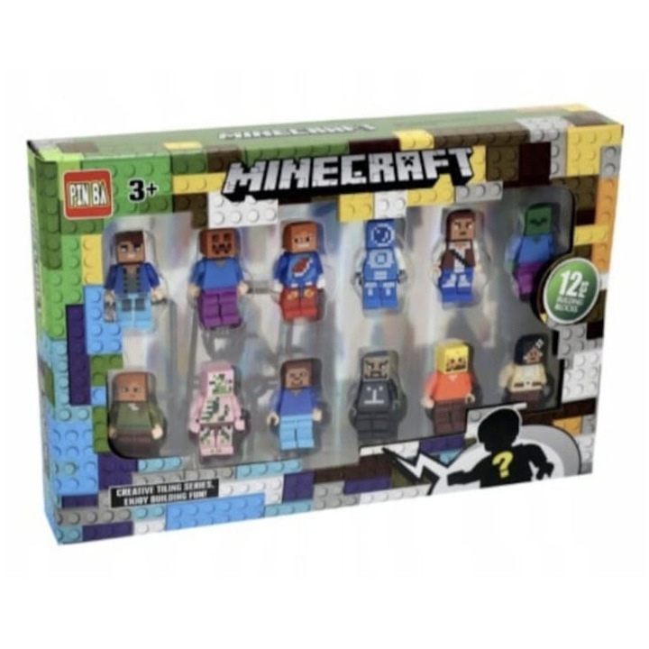 Set 12 Figurine Minecraft, plastic, multicolor