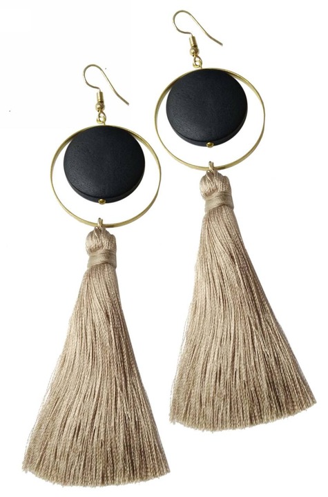 Cercei dama, Kostibas Fashion 3018-428M, lemn, maro/negru