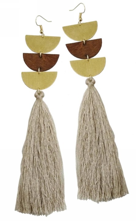 Cercei dama, Kostibas Fashion 3018-430K, lemn, maro