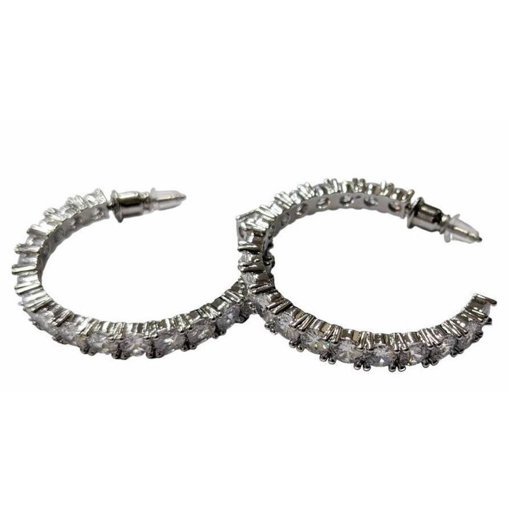 Cercei Kostibas, model 3112-703A5, stras, metalic, argintii