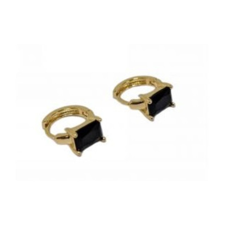 Cercei Kostibas 3012-952XM, cu strasuri, metalici, negri/aurii