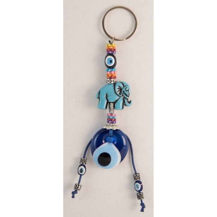 Breloc Kostibas, model 6229-708, Metalic, Albastru, Model ochi de deochi