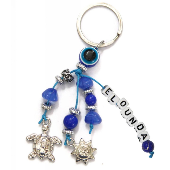 Breloc Kostibas, model 6229-653BE, Metalic, Albastru, Model ochi de deochi