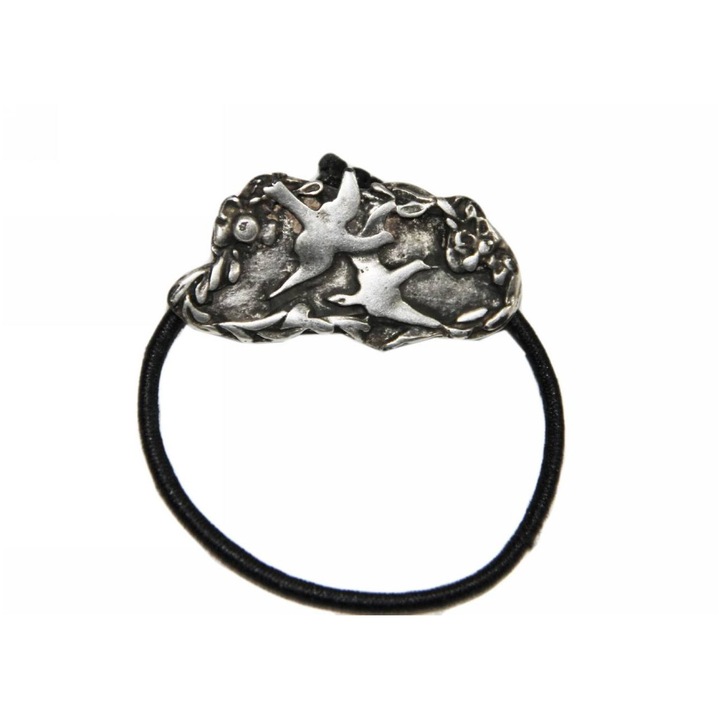 Elastic cu ornament par, Kostibas, Negru, Metalic/Cauciuc