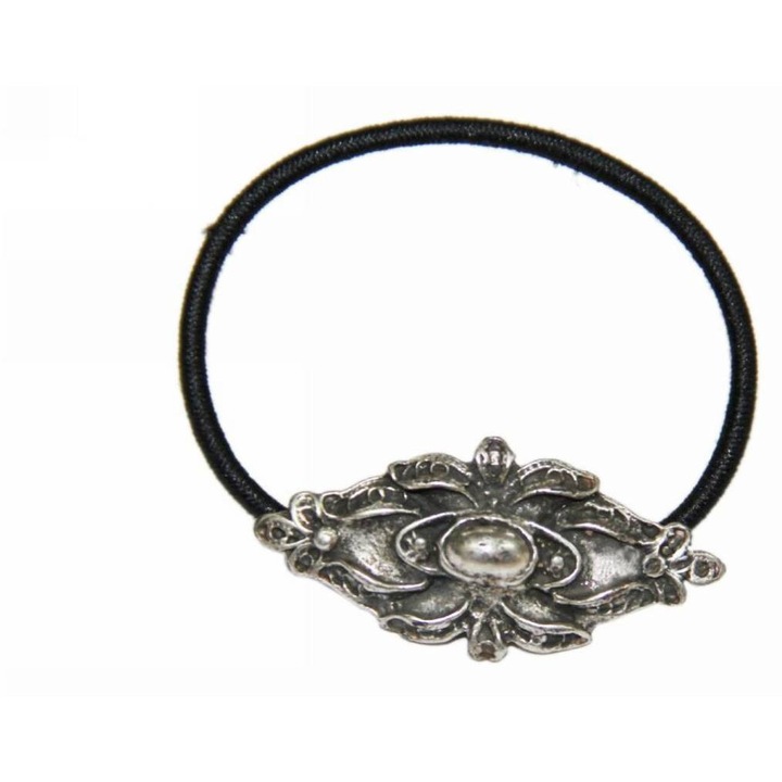 Elastic cu ornament par, Kostibas, Negru, Metalic/Cauciuc