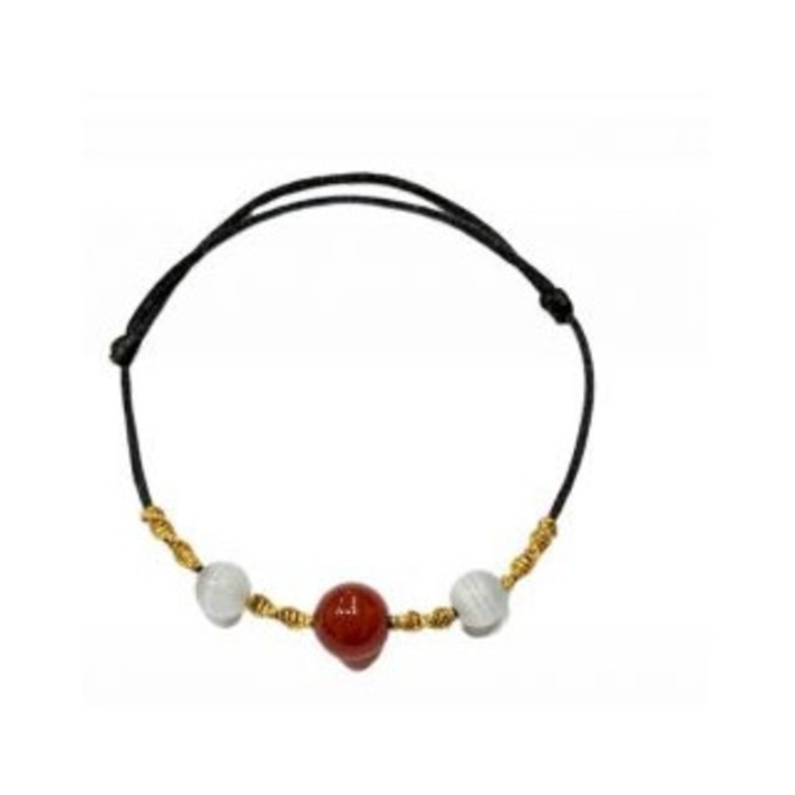 Bratara, Kostibas Fashion, Sfoara, Piatra, negru/rosu