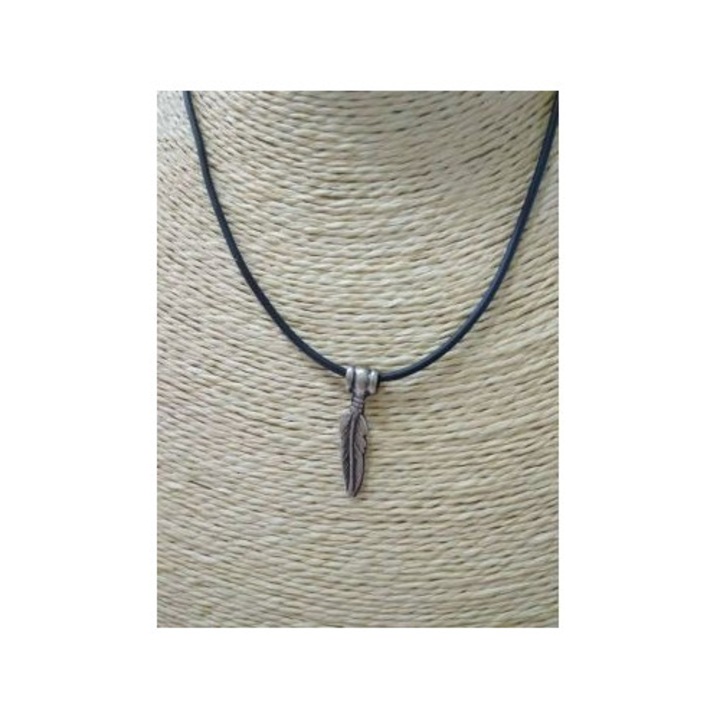 Colier barbati, Kostibas Fashion, cauciuc/metal, argintiu