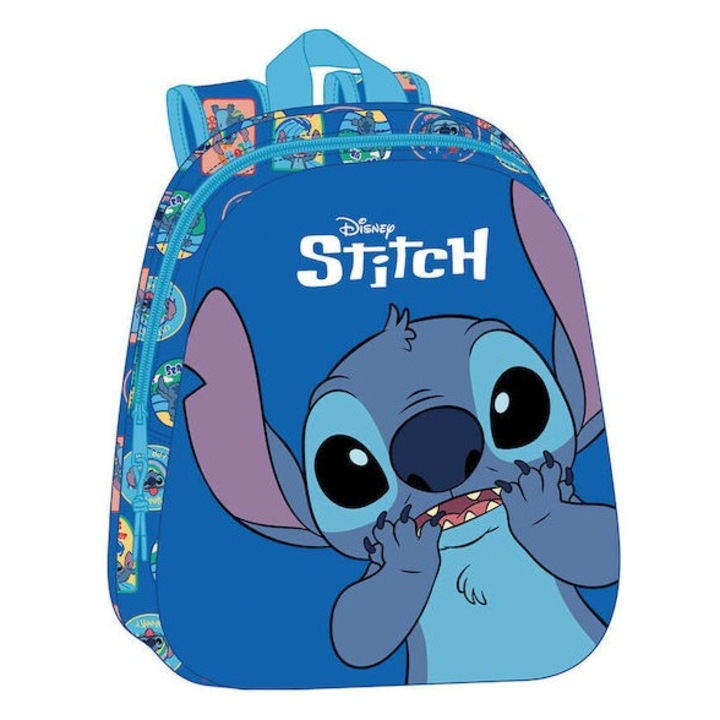 Rucsac scolar Safta Stitch, poliester, albastru, dimensiuni 30x40x15cm