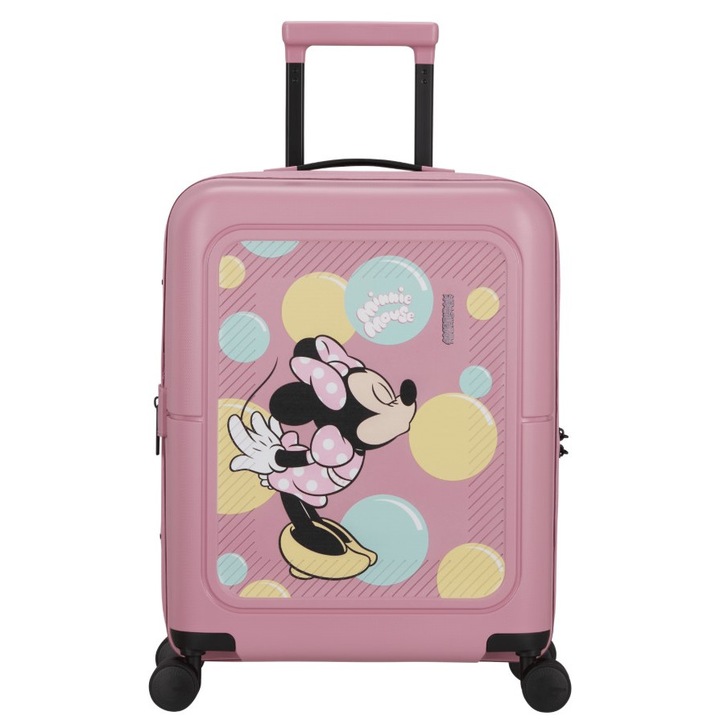 Troler American Tourister, model Disney Minnie Bubbles, roz, 40x20x55cm
