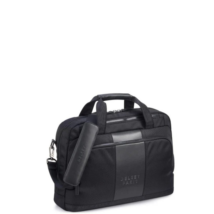Geanta Delsey Wagram, pentru laptop, textil, negru
