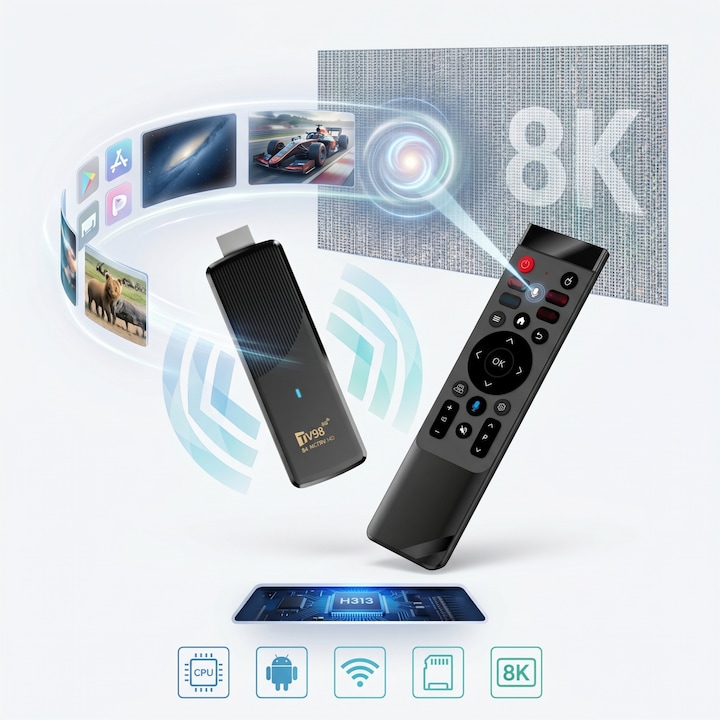 Mediaplayer TV98 ATV X9, 4K, 2GB+16GB, WiFi 2.4G/5G, Bluetooth 5.0, Negru