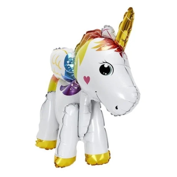 Balon gonflabil 3D din folie, figurina Unicorn, 60cm, Multicolor