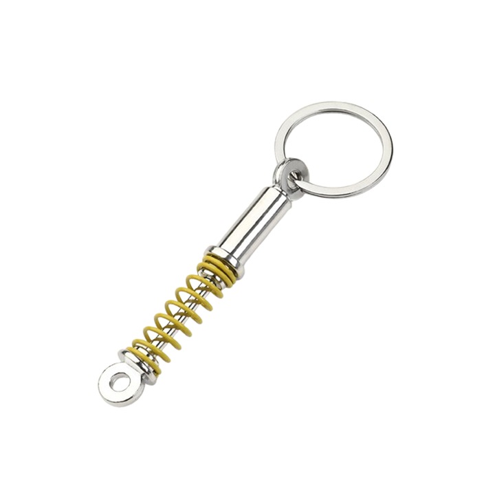 Breloc Pandantiv Amortizor, Model Miniatura Suspensie, Tematica Tuning Auto, galben