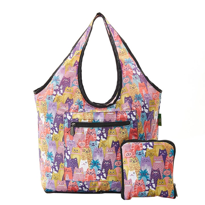 Geanta de cumparaturi, Eco Chic, Model pisici, Multicolor