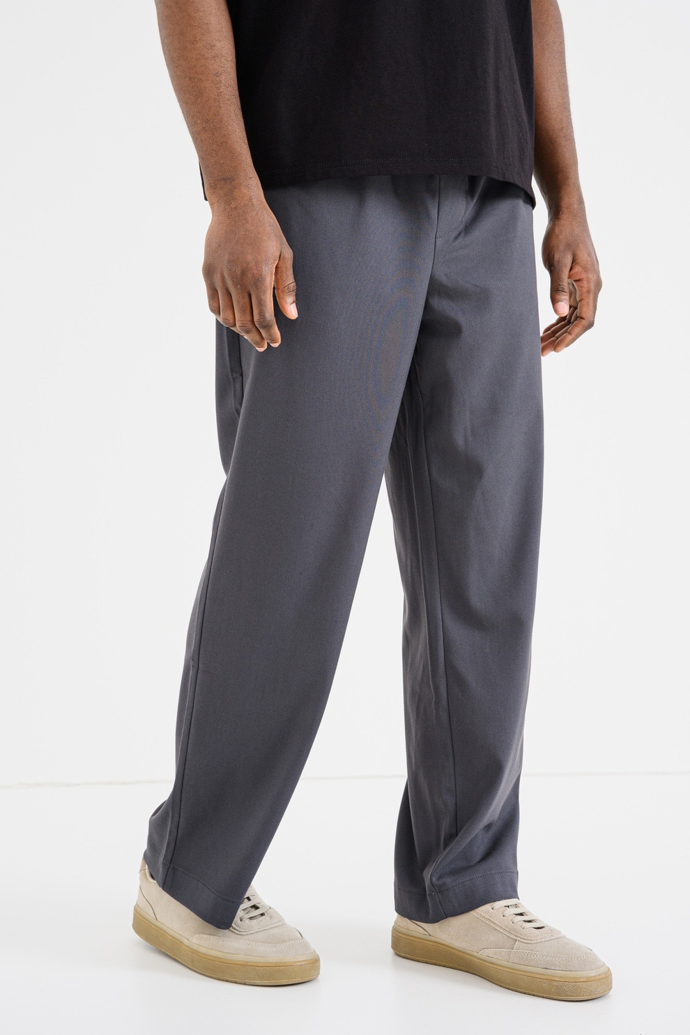 Pegador, Pantaloni relaxed fit cu talie medie, Gri antracit, L