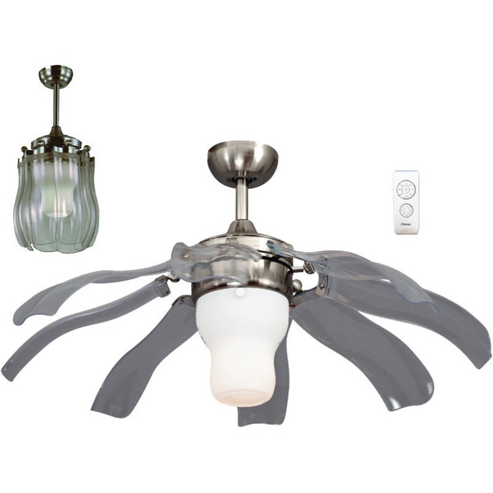 Ventilator de tavan, PRIMO, 48''/122cm, 3 viteze, alb, telecomandă, 1 lumina, 80W