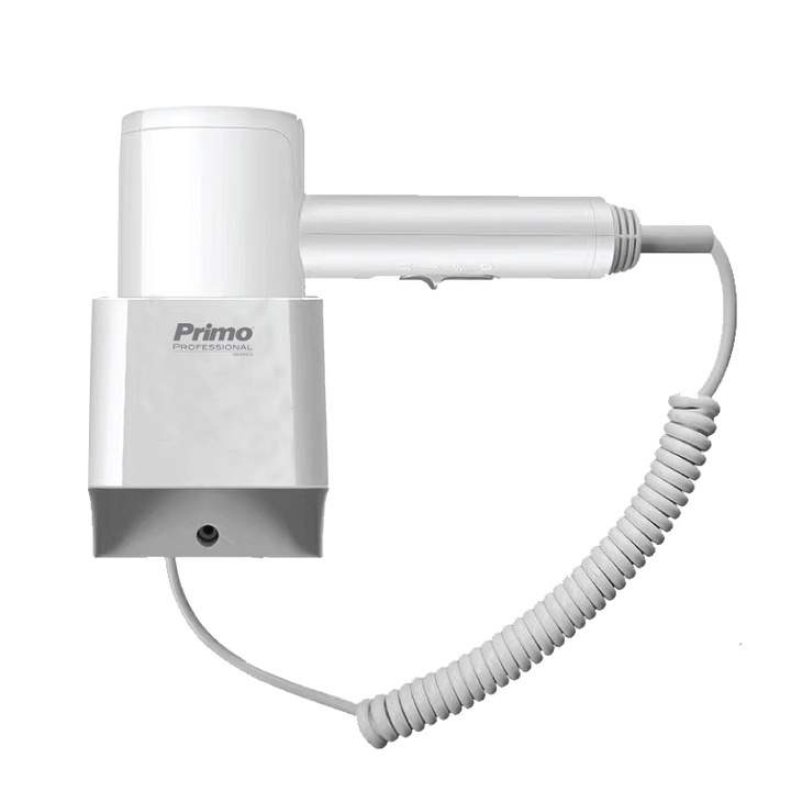 Uscator de par PRIMO 1200W, alb, cu sistem de protectie impotriva supraincalzirii, set