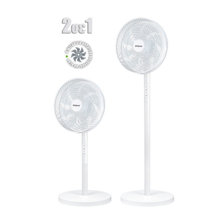 Ventilator PRIMO 16'' 40ek, 3 viteze, 100% material plastic, alb, 1.28m