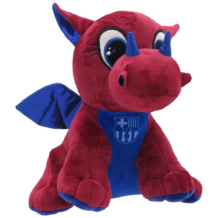 Jucarie de plus dragon FC Barcelona, 25cm, detalii brodate, 24x27,5x25cm
