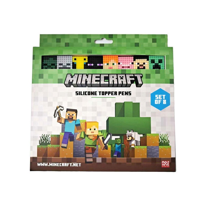 Set pixuri Minecraft 8 Topper, PUCKATOR, varf fin, multicolor