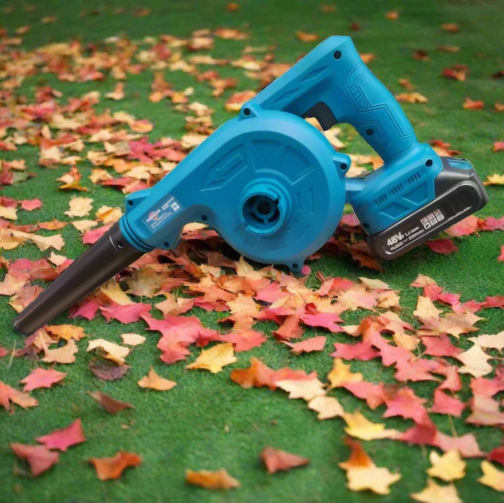 Suflanta Frunze Vivendo® 2-in-1 fara Fir, 880W, 48V, 2 Acumulatori, Aspirare si Suflare Frunze, Praf si Zapada, 18000 RPM