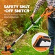 Електрическа косачка за трева, Bedee®, с 2 батерии 3Ah, 15000RPM, 100W, Регулируема глава и дръжка, косачка 3 в 1, дизайн с плъзгаща релса за поддържане и насочване на косачката, оранжева