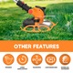 Електрическа косачка за трева, Bedee®, с 2 батерии 3Ah, 15000RPM, 100W, Регулируема глава и дръжка, косачка 3 в 1, дизайн с плъзгаща релса за поддържане и насочване на косачката, оранжева