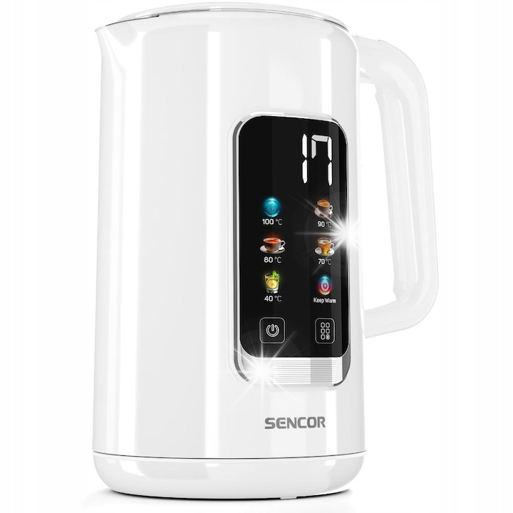 Fierbator Sencor SWK 2197GG, 2L, 2200W, sticla, verde, iluminare LED, functie mentinere temperatura
