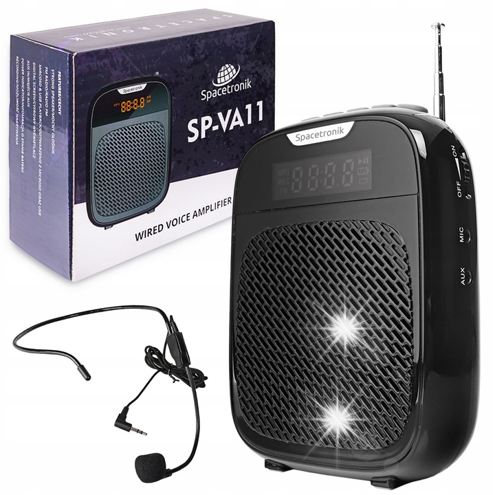 Spacetronik SP-VA11 hangszóró mikrofonnal, 10W, 38 óra üzemidő, FM rádió, 120x89,5x44mm