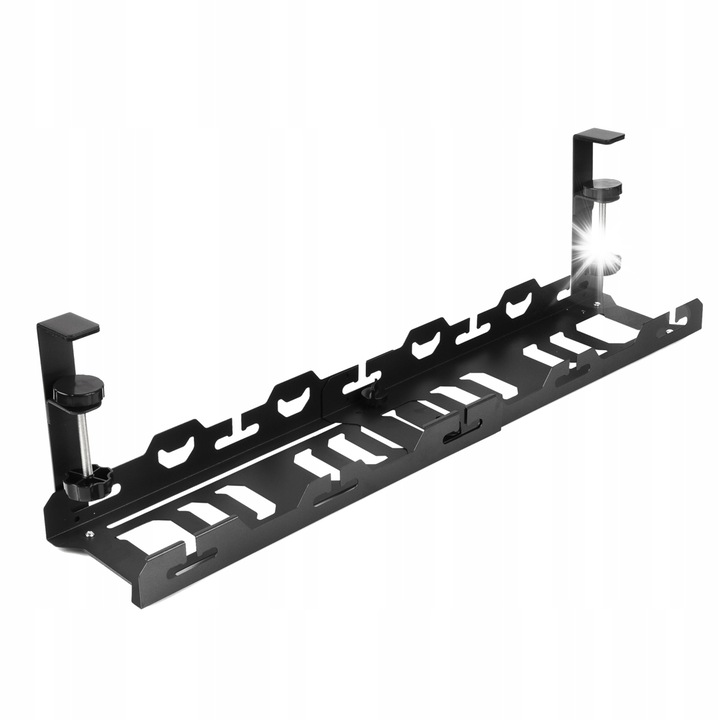 Органайзер за кабели Spacetronik, регулируем 400-740 мм, черен метал, 135x187 мм