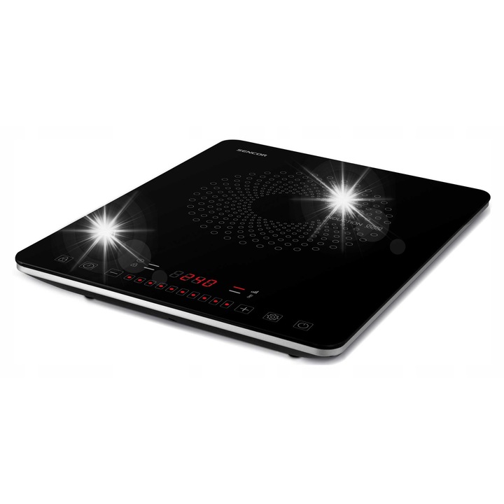 Индукционен котлон Sencor SCP3701BK, 2000W, компактен, черен, 295x360x43мм