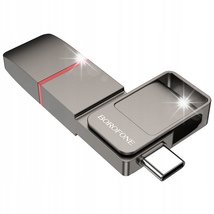 Pendrive 256GB Borofone BUD8 Spirit USB 3.2 + Type-C, 70,3x17x8,2mm, 200MB/s, mikroszálas kendővel