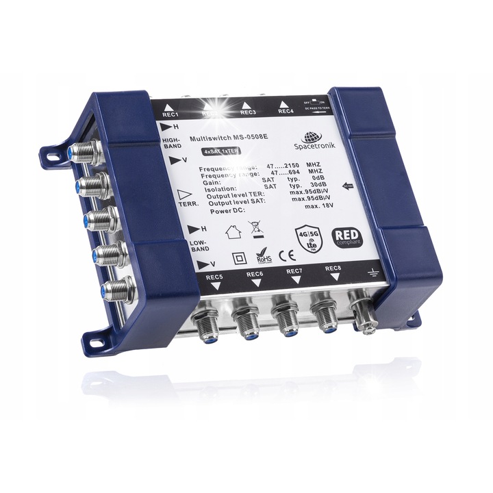 Мултиключ 5/8 Spacetronik E-Series, 4 SAT входа, 1 TER вход, 8 изхода, 950-2150MHz, 47-694MHz