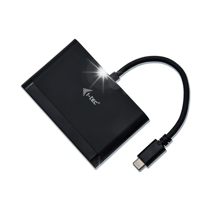 Адаптер USB-C към HDMI 4K, I-Tec, 2x USB 3.0, Power Delivery, черен, 90x58x14мм