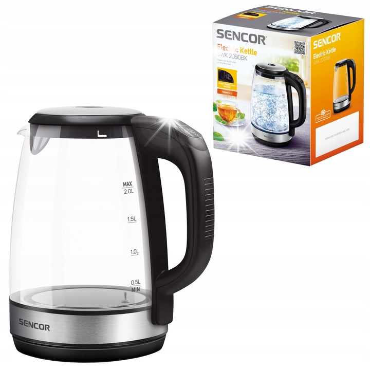 Fierbator electric Sencor SWK 1778BK 1,7L 2150W negru, cu filtru detasabil