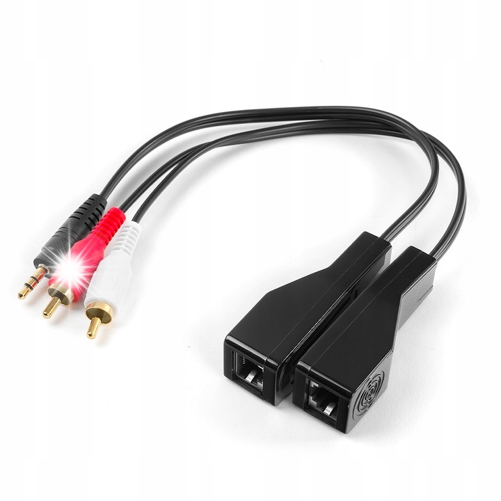 Аудио адаптер 2xRCA към жак 3,5 мм, Spacetronik, комплект 1 предавател и 1 приемник, максимално разстояние 200 м, Plug & Play