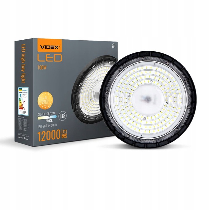 Индустриална LED лампа Videx HBe03 100W 5000K черна 12000lm