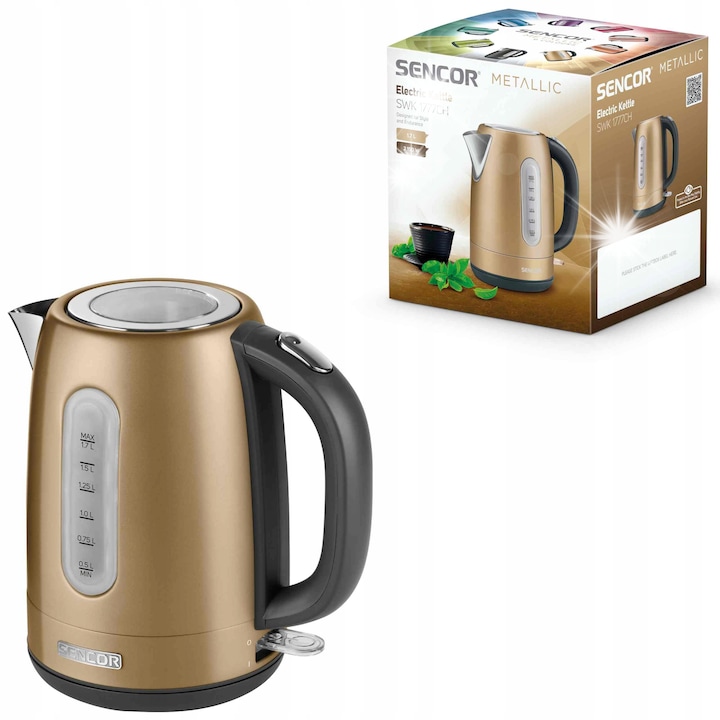 Fierbator electric Sencor SWK 2190WH 2L 2200W sticla alba, iluminare LED