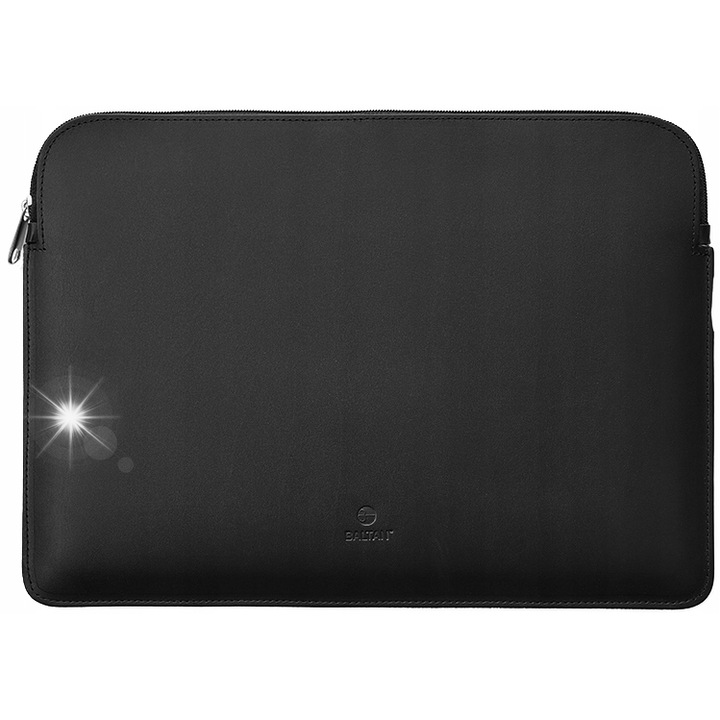 Laptop tok 15.3'', Baltan, természetes bőr, fekete, minimalista dizájn