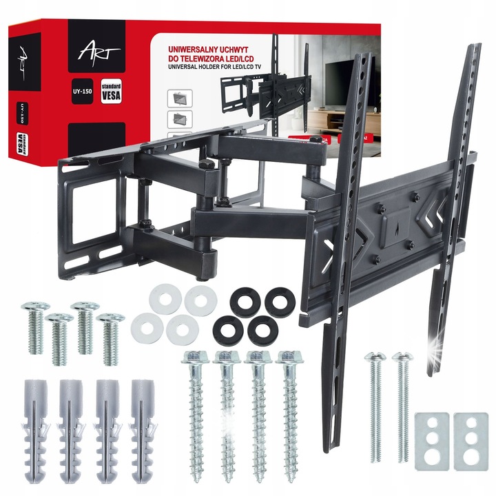 Стойка за телевизор Art, 32-70", 40кг, регулируема, VESA 400x400, метална, 420x440x52-350мм