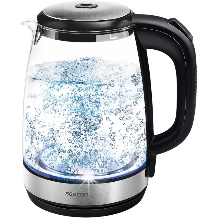 Fierbator electric Sencor SWK 1798BK 1,7L 2150W negru, cu termometru si filtru anticalcar