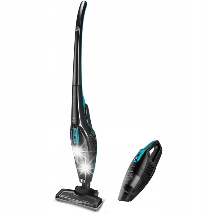 Вертикална прахосмукачка 2в1 Sencor SVC 7822TQ HEPA, безжична, черна, 2200mAh