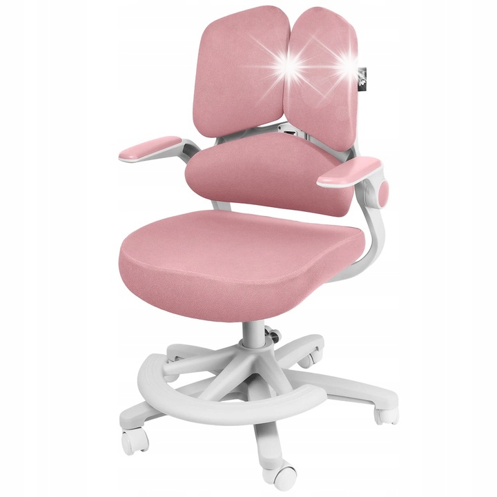 Ергономичен детски офис стол Spacetronik розов, регулируема височина 91-102 см, лумбална опора