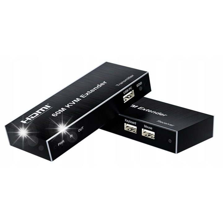 HDMI предавател по LAN Spacetronik SPH-HLC55 KVM, 1080p, 60m, IR сигнал, 3,5 мм аудио жак