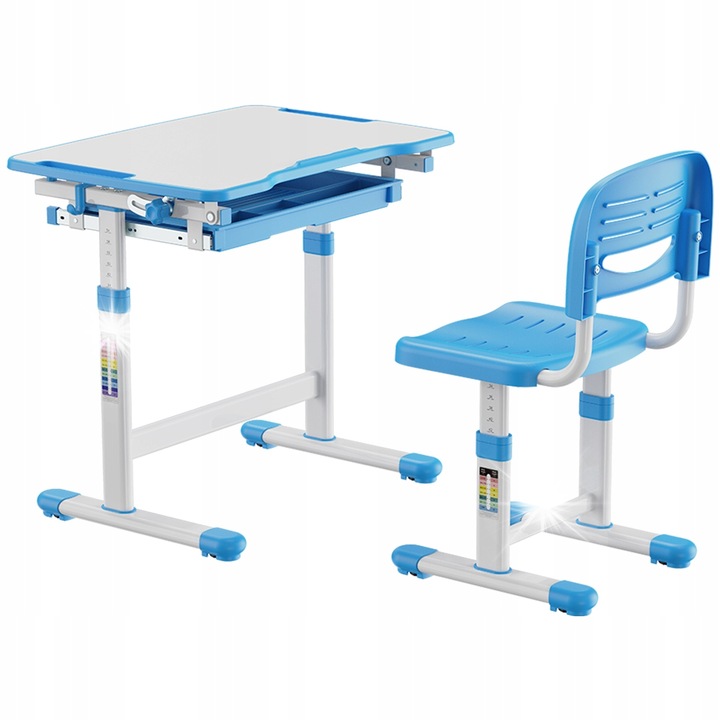 Set birou si scaun ergonomic pentru copii Spacetronik, albastru