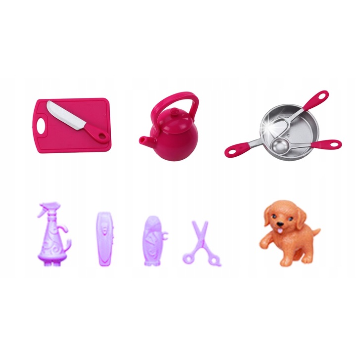 Anlily babakészlet 4 az 1-ben, LEAN Toys, orvos, fodrász, szakács, háziállat, 49cm x 32,5cm x 6cm